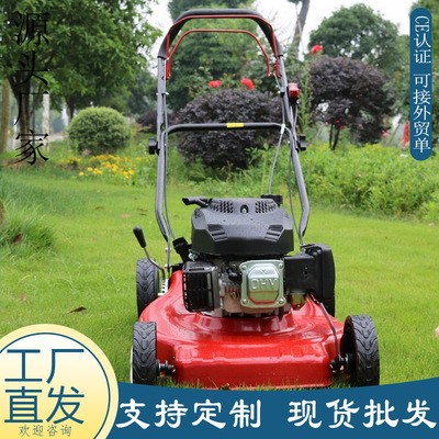 廠家直供四沖程手推草坪機 汽油款帶收草袋輪式割草機 農場剪草機