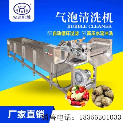 全自動果蔬清洗機 多功能氣泡清洗線中藥材小龍蝦扇貝去泥效果好