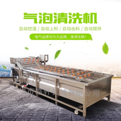 全自動(dòng)氣泡清洗機(jī)果蔬不銹鋼蔬菜清洗機(jī)流水線高壓噴淋水果清洗線