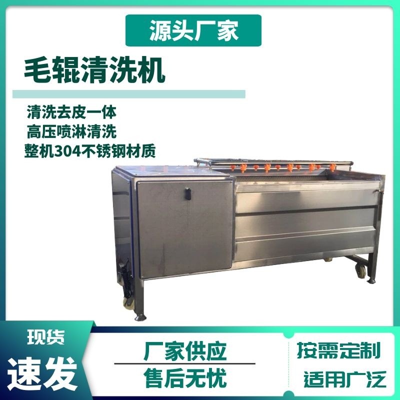 毛輥清洗機全自動土豆紅薯清洗去皮機蘿卜馬蹄清洗設備毛刷清洗機