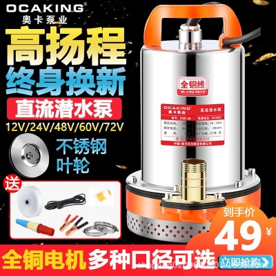 直流潛水泵12V24V48V60V家用電瓶車抽水泵小型電動農用灌溉抽水機