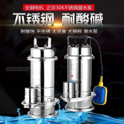 750W食品衛生級防耐腐蝕酸堿304井用清水潛水電泵全不銹鋼潛水泵