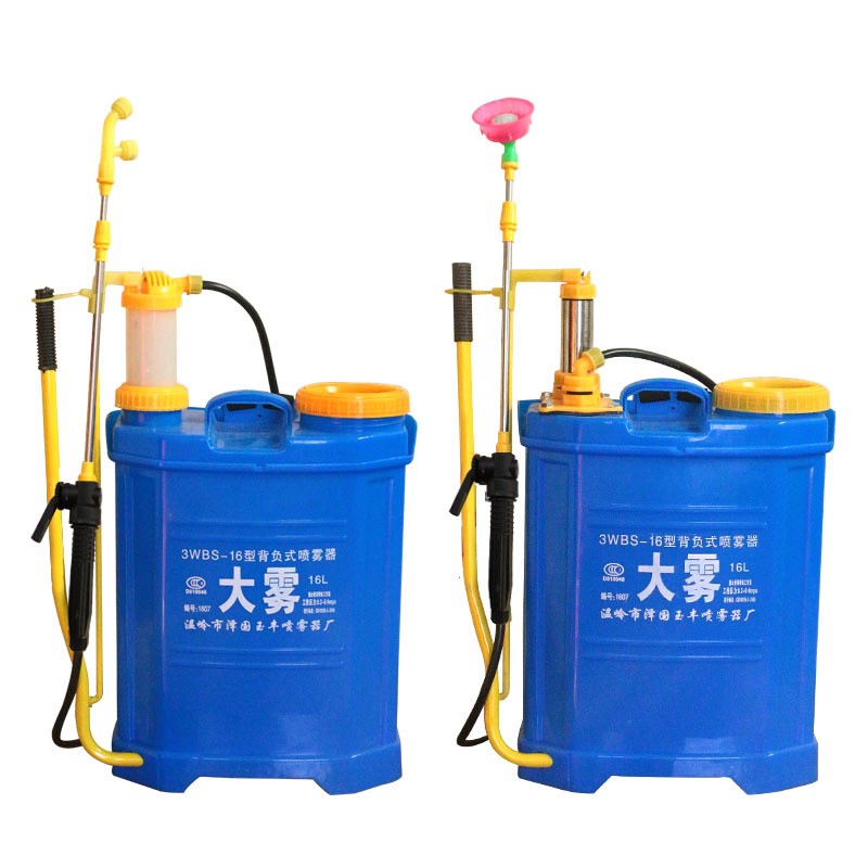 廠家批發(fā)手動(dòng)噴霧器16L背負(fù)式打農(nóng)藥可兩用農(nóng)用雙管氣壓式噴霧器