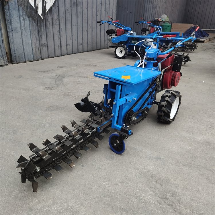 手扶式鏈條開溝機(jī) 液壓升降柴油開槽機(jī) 20寬工程埋管挖溝機(jī)