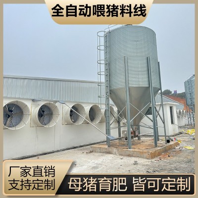 豬場全自動料線 養豬喂料設備 豬場養殖設備 塞盤絞龍料塔配件料
