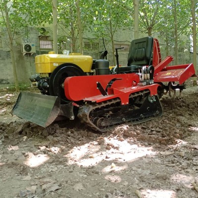 果園柴油農(nóng)用微耕機(jī)大棚苗圃座駕式旋耕機(jī)水旱兩用履帶式微耕機(jī)