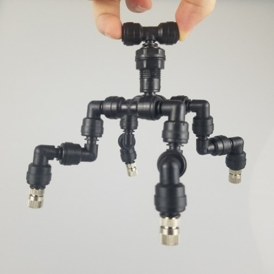 寵物爬蟲生態雨林霧化加濕4頭萬向可調節噴霧噴頭 帶隔板接頭