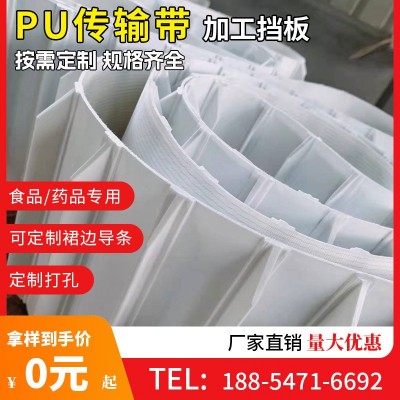 山東pu食品級輸送帶廠家直供裙邊擋板導(dǎo)條耐寒低溫 pvc易潔帶皮帶